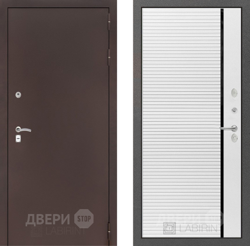 Входная металлическая Дверь Лабиринт (LABIRINT) Classic антик медь 22 Белый софт