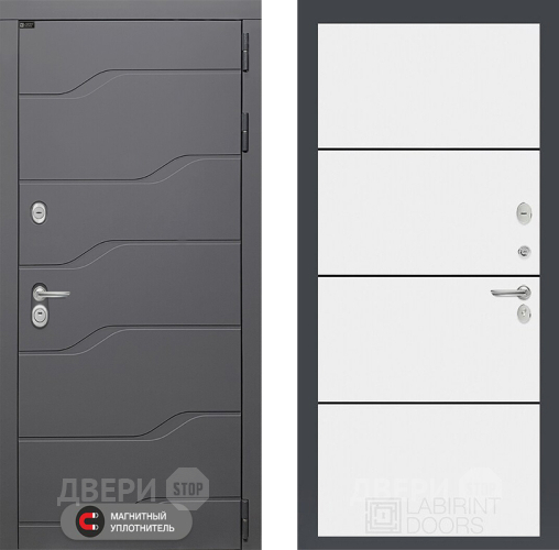 Входная металлическая Дверь Лабиринт (LABIRINT) Ривер 25 Белый софт