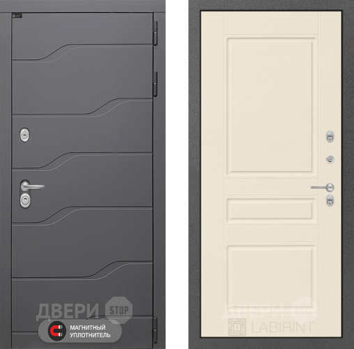 Входная металлическая Дверь Лабиринт (LABIRINT) Ривер 03 Крем софт
