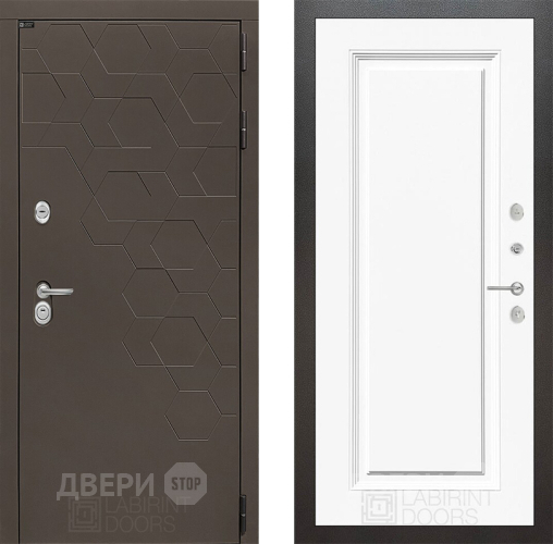 Входная металлическая Дверь Лабиринт (LABIRINT) Смоки 27 Белый (RAL-9003)