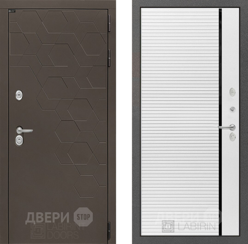 Входная металлическая Дверь Лабиринт (LABIRINT) Смоки 22 Белый софт