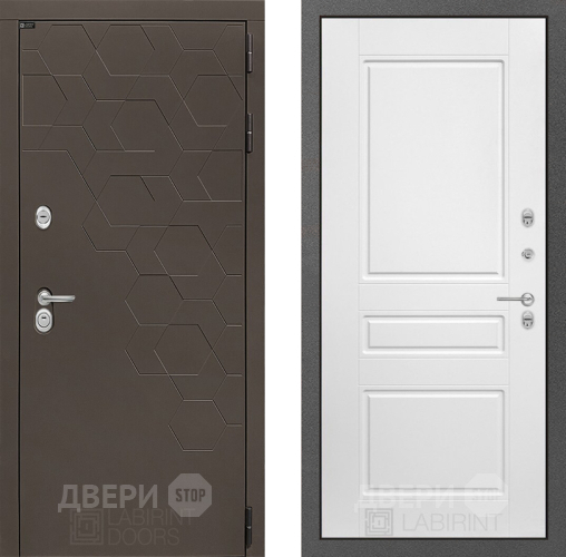 Входная металлическая Дверь Лабиринт (LABIRINT) Смоки 03 Белый софт