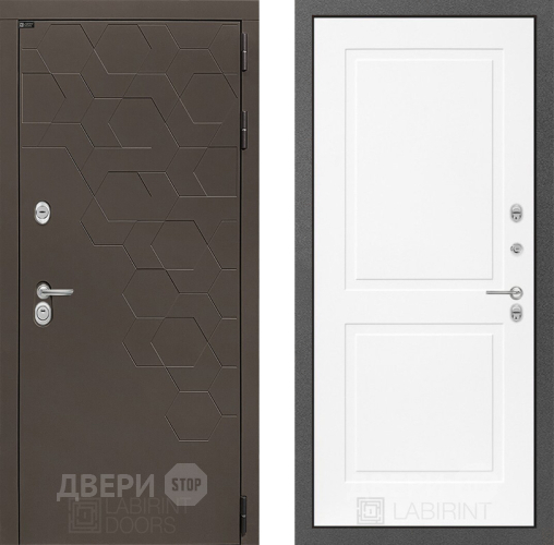 Входная металлическая Дверь Лабиринт (LABIRINT) Смоки 11 Белый софт