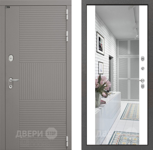 Входная металлическая Дверь Лабиринт (LABIRINT) Формо Зеркало Максимум Белый софт