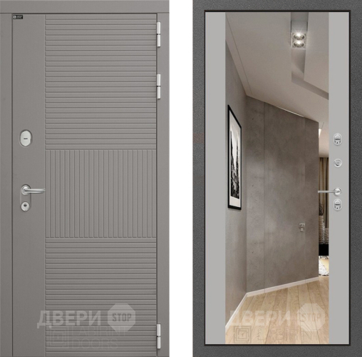 Входная металлическая Дверь Лабиринт (LABIRINT) Формо Зеркало Максимум Грей софт