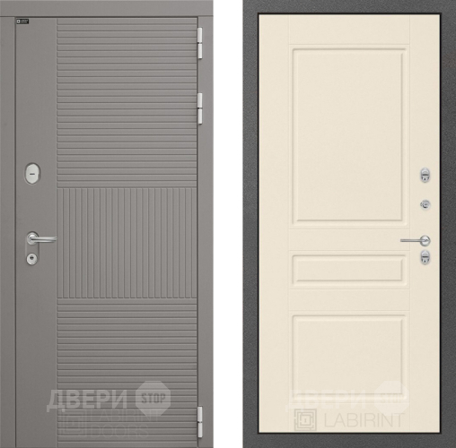 Входная металлическая Дверь Лабиринт (LABIRINT) Формо 03 Крем софт