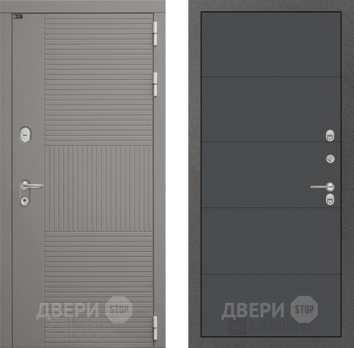 Входная металлическая Дверь Лабиринт (LABIRINT) Формо 13 Графит софт