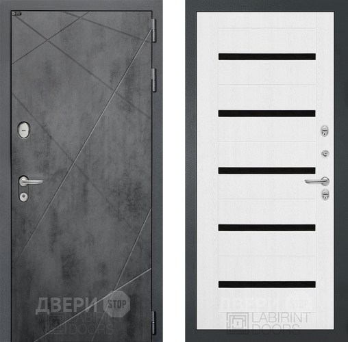 Входная металлическая Дверь Лабиринт (LABIRINT) Лофт 01 Белое дерево