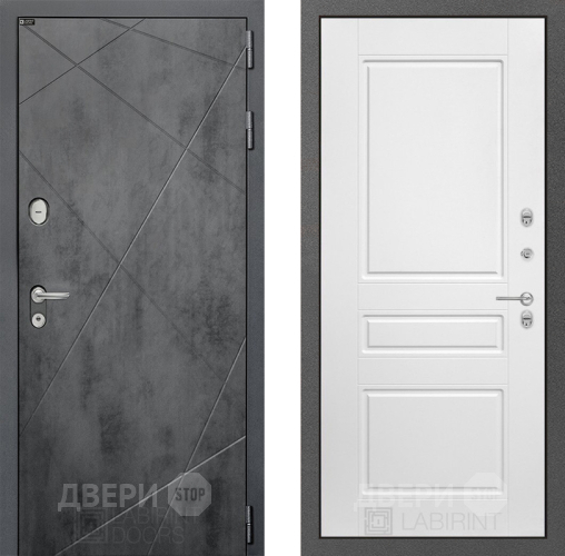 Входная металлическая Дверь Лабиринт (LABIRINT) Лофт 03 Белый софт