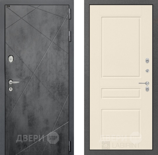 Входная металлическая Дверь Лабиринт (LABIRINT) Лофт 03 Крем софт