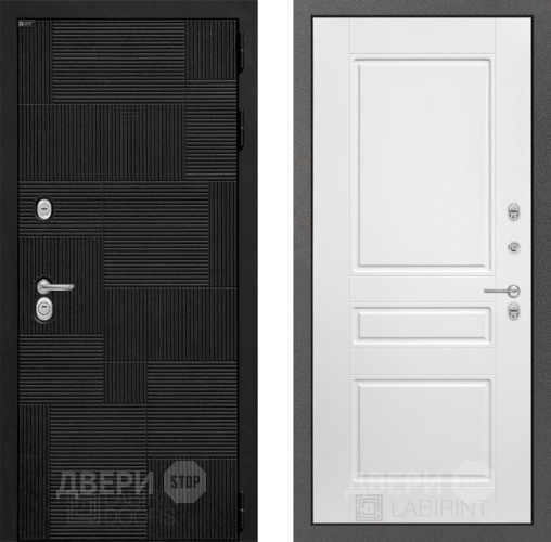 Входная металлическая Дверь Лабиринт (LABIRINT) Pazl 03 Белый софт