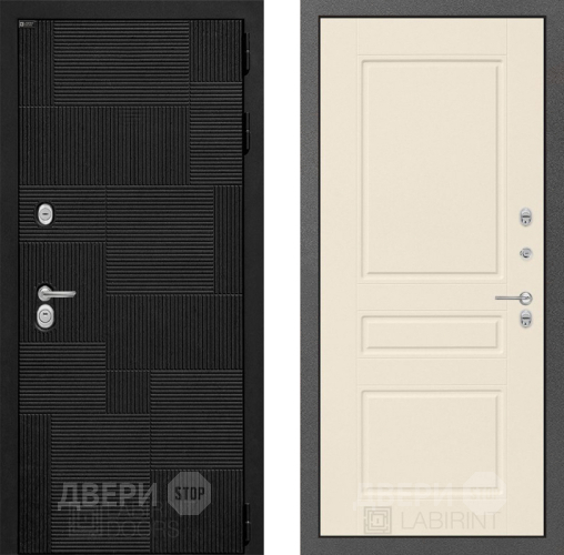 Входная металлическая Дверь Лабиринт (LABIRINT) Pazl 03 Крем софт