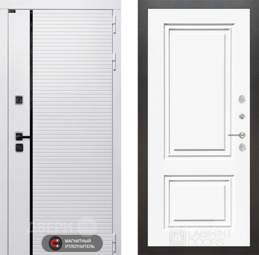 Входная металлическая Дверь Лабиринт (LABIRINT) Royal 26 Белый (RAL-9003)