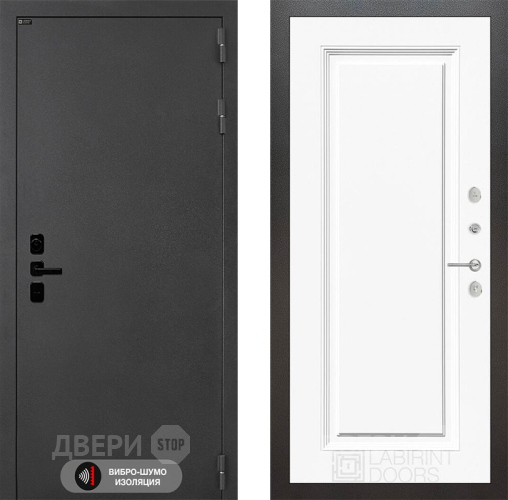 Входная металлическая Дверь Лабиринт (LABIRINT) Acustic 27 Белый (RAL-9003)