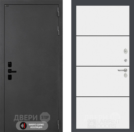 Входная металлическая Дверь Лабиринт (LABIRINT) Acustic 25 Белый софт