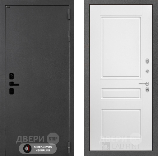 Входная металлическая Дверь Лабиринт (LABIRINT) Acustic 03 Белый софт