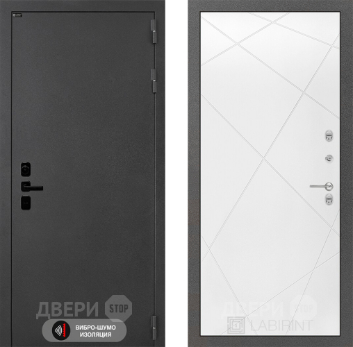 Входная металлическая Дверь Лабиринт (LABIRINT) Acustic 24 Белый софт