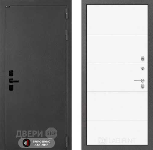 Входная металлическая Дверь Лабиринт (LABIRINT) Acustic 13 Белый софт