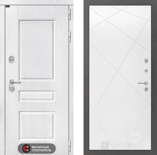 Входная металлическая Дверь Лабиринт (LABIRINT) Versal 24 Белый софт