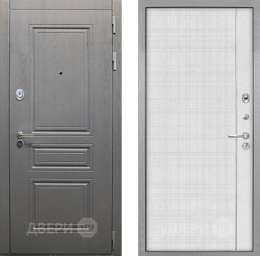 Входная металлическая Дверь Интекрон (INTECRON) Брайтон Графит В-07 с молдингом Лофт белый