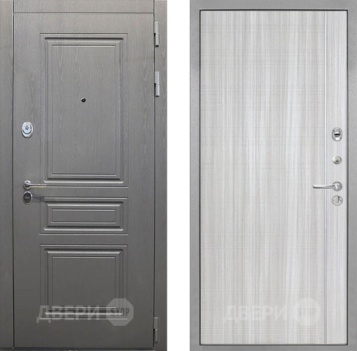 Входная металлическая Дверь Интекрон (INTECRON) Брайтон Графит В-07 с молдингом Сандал белый