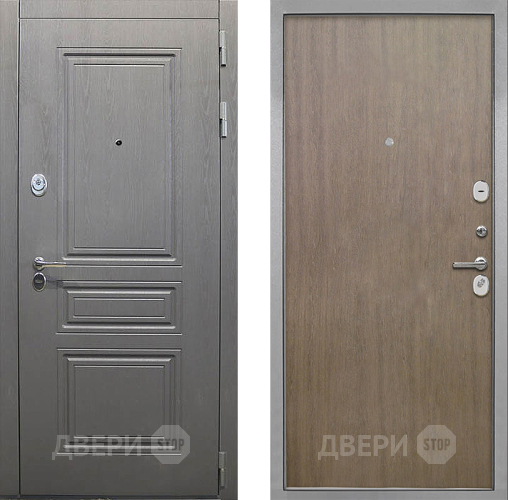 Входная металлическая Дверь Интекрон (INTECRON) Брайтон Графит Гладкая шпон Венге коричневый