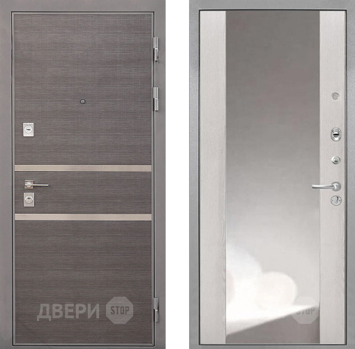 Входная металлическая Дверь Интекрон (INTECRON) Неаполь ФЛЗ-516 Зеркало Сосна белая