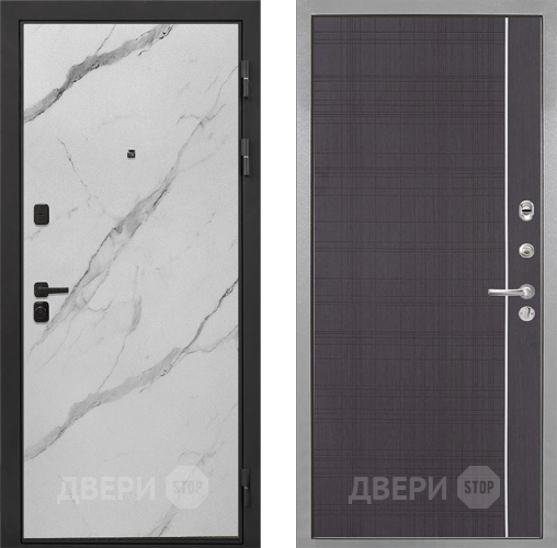 Входная металлическая Дверь Интекрон (INTECRON) Профит Black Мрамор Арктик В-07 с молдингом Венге