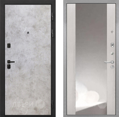 Дверь Интекрон (INTECRON) Профит Black Мрамор Светлый ФЛЗ-516 Зеркало Сосна белая