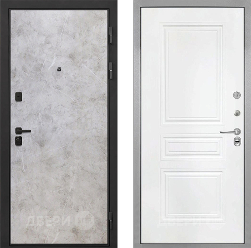 Входная металлическая Дверь Интекрон (INTECRON) Профит Black Мрамор Светлый ФЛ-243 Белый матовый