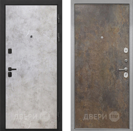 Входная металлическая Дверь Интекрон (INTECRON) Профит Black Мрамор Светлый Гладкая Гранж