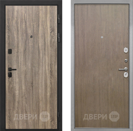 Входная металлическая Дверь Интекрон (INTECRON) Профит Black Дуб Турин Гладкая шпон Венге коричневый
