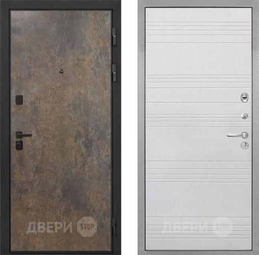 Входная металлическая Дверь Интекрон (INTECRON) Профит Black Гранж ФЛ-316 Белый ясень