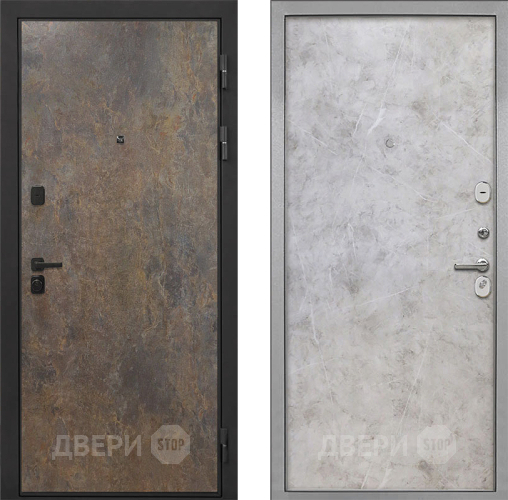 Входная металлическая Дверь Интекрон (INTECRON) Профит Black Гранж Гладкая Мрамор светлый