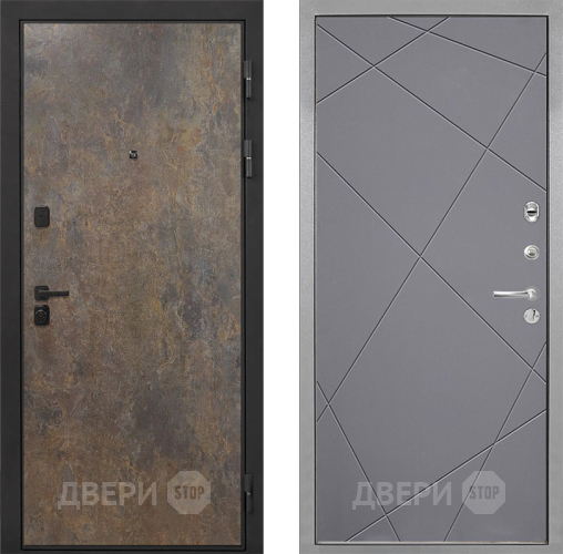 Входная металлическая Дверь Интекрон (INTECRON) Профит Black Гранж Лучи-М Графит софт