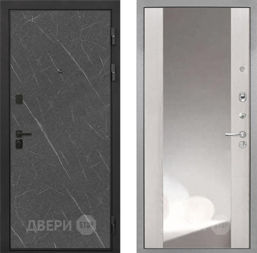 Входная металлическая Дверь Интекрон (INTECRON) Профит Black Гранит Лава Оникс ФЛЗ-516 Зеркало Сосна белая