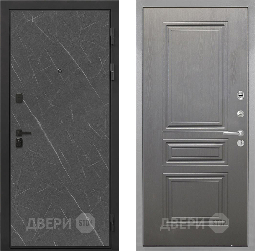Входная металлическая Дверь Интекрон (INTECRON) Профит Black Гранит Лава Оникс ФЛ-243 Графит вуд дуб