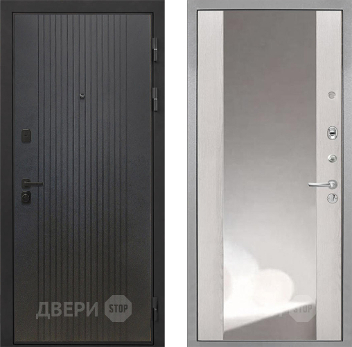 Входная металлическая Дверь Интекрон (INTECRON) Профит Black ФЛ-295 ФЛЗ-516 Зеркало Сосна белая