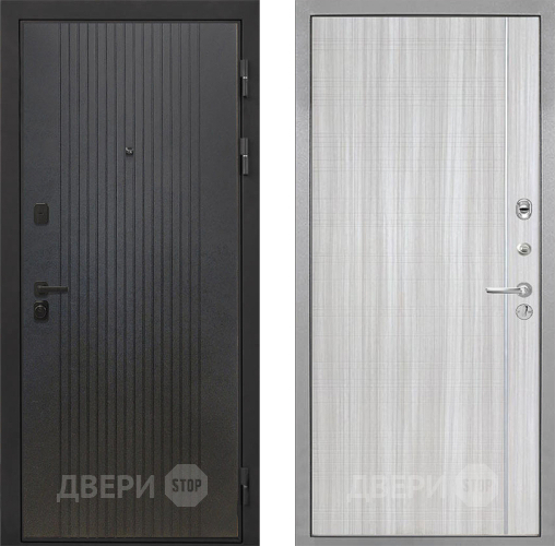Входная металлическая Дверь Интекрон (INTECRON) Профит Black ФЛ-295 В-07 с молдингом Сандал белый