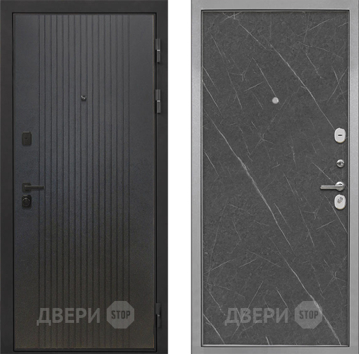 Входная металлическая Дверь Интекрон (INTECRON) Профит Black ФЛ-295 Гладкая Гранит лава оникс
