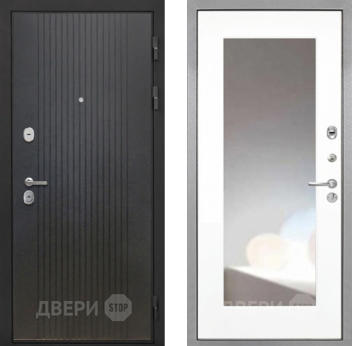 Входная металлическая Дверь Интекрон (INTECRON) Гектор ФЛ-295 ФЛЗ-120-М Зеркало Белый матовый