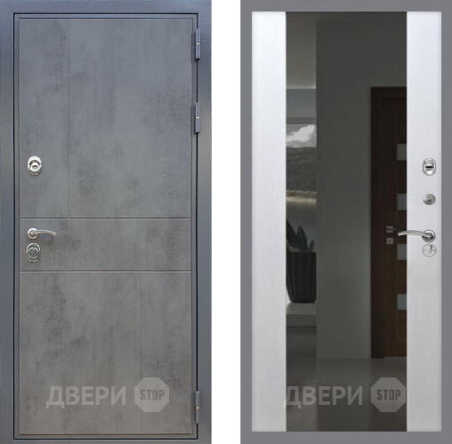 Входная металлическая Дверь Рекс (REX) ФЛ-290 СБ-16 Зеркало Белый ясень