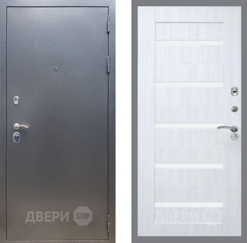 Входная металлическая Дверь Рекс (REX) 11 СБ-14 стекло белое Сандал белый