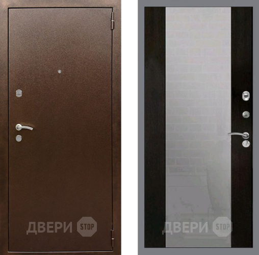 Входная металлическая Дверь Рекс (REX) 1А Медный Антик СБ-16 Зеркало Венге