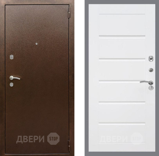 Входная металлическая Дверь Рекс (REX) 1А Медный Антик Сити Белый ясень