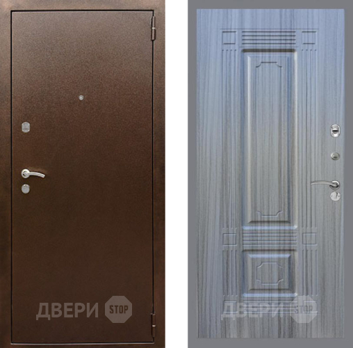Входная металлическая Дверь Рекс (REX) 1А Медный Антик FL-2 Сандал грей