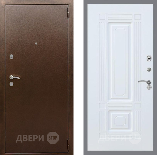 Входная металлическая Дверь Рекс (REX) 1А Медный Антик FL-2 Силк Сноу