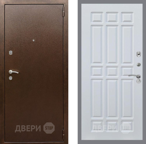 Входная металлическая Дверь Рекс (REX) 1А Медный Антик FL-33 Белый ясень