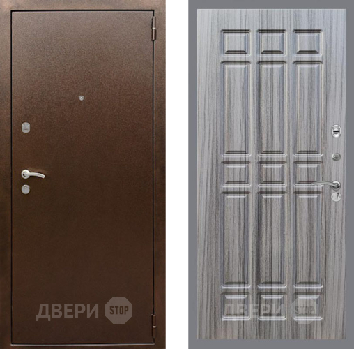 Входная металлическая Дверь Рекс (REX) 1А Медный Антик FL-33 Сандал грей