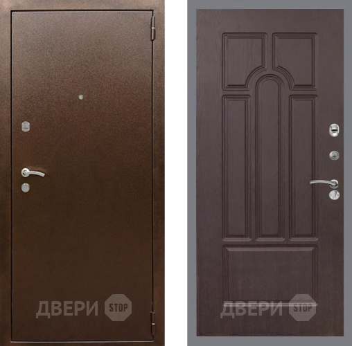 Входная металлическая Дверь Рекс (REX) 1А Медный Антик FL-58 Венге